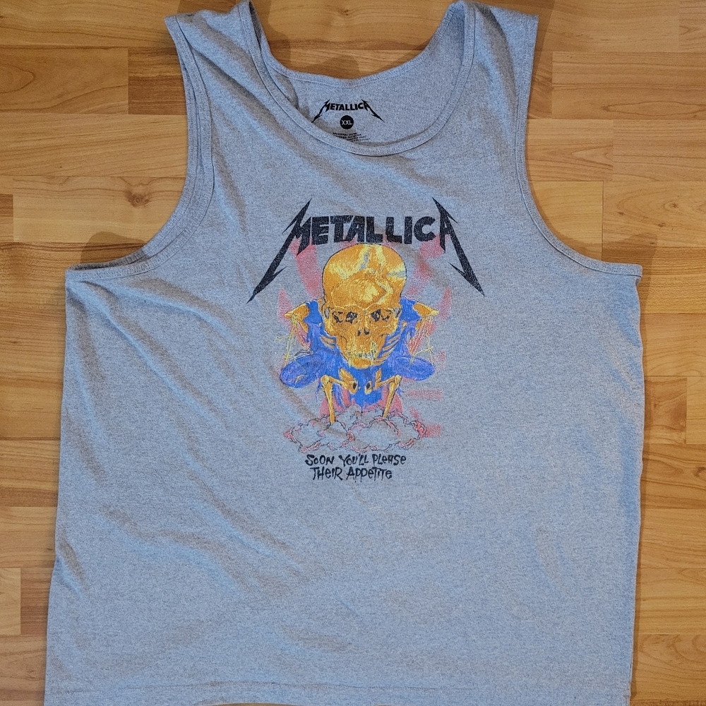Y2K Metallica Gray Tank Top Doris The Alien Graphic Rock Band Merch, Women's 2XL